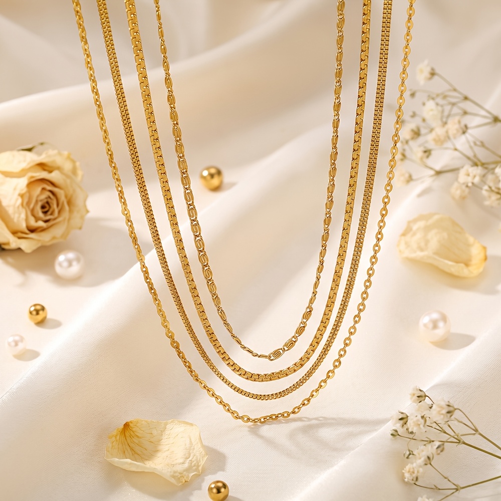 3pcs Premium Luxury Stainless Steel Women's Necklaces Set